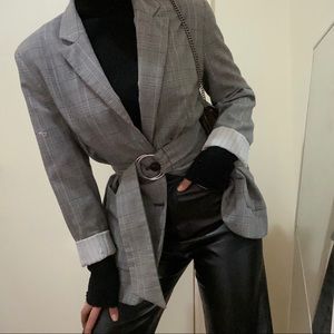 Bershaka grey oversized blazer with belt
